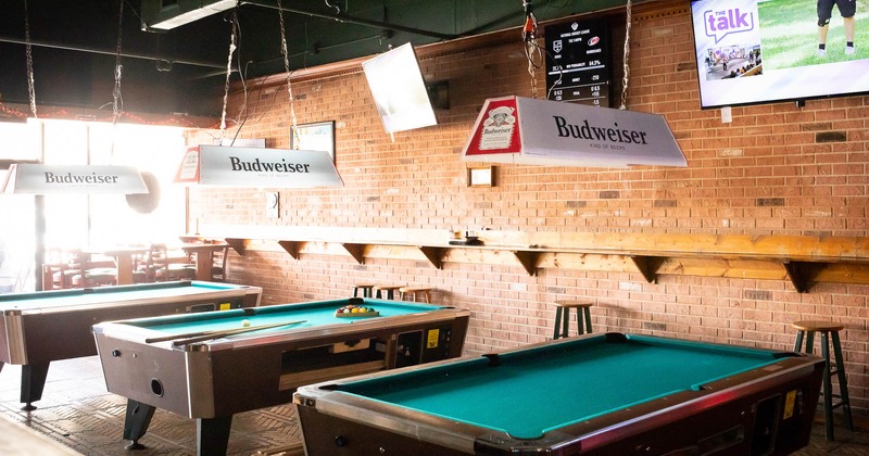 Interior, pool tables