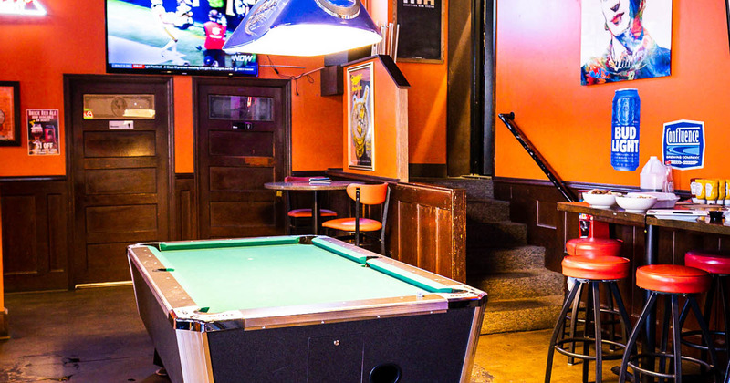Indoor area with pool table
