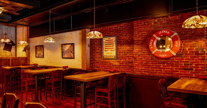 Interior, tall tables and bar stools