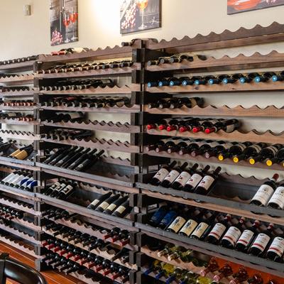 Shelves full of wine