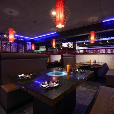 A separated seating area.