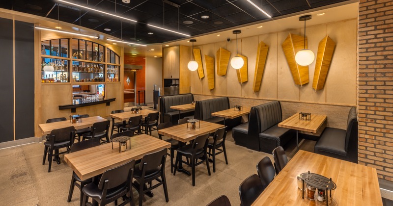 Interior, dining booths