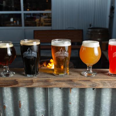 Various beers on display.