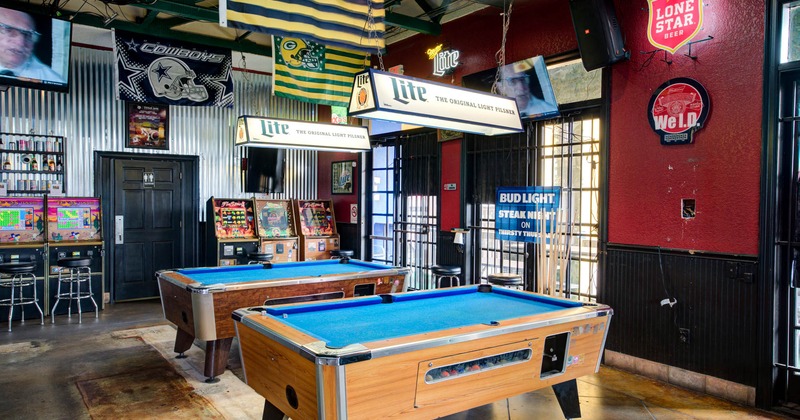 Interior, pool tables