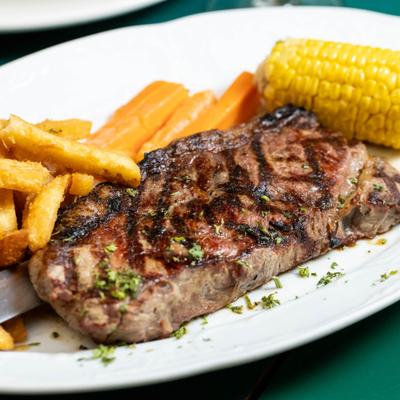 Grilled black angus steak.