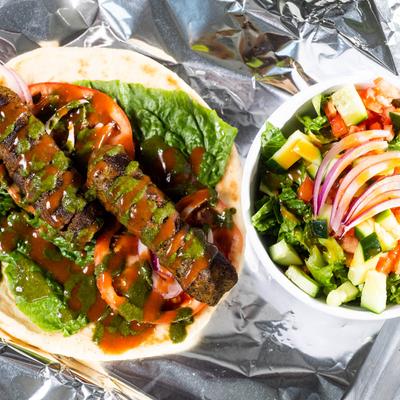 Kebab Wrap with a side salad