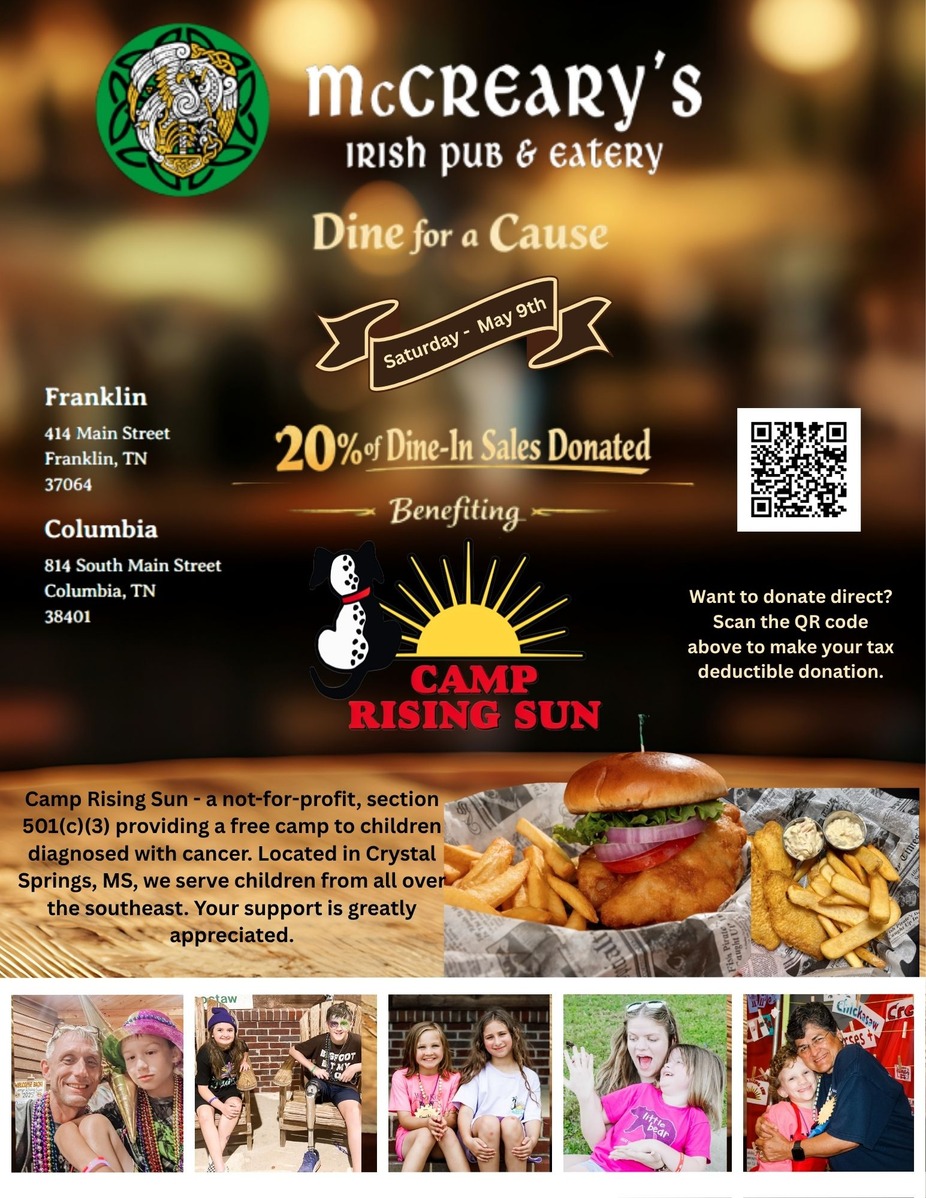 Dine for a Cause | Camp Rising Sun All Day Fundraiser! event photo