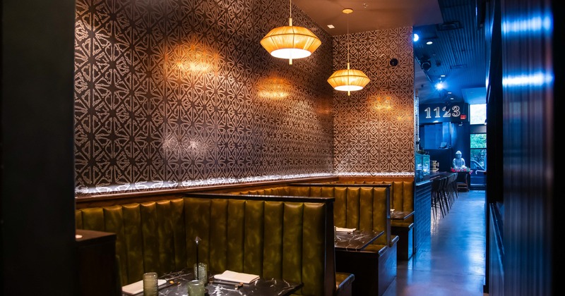 Interior, diner area, booths