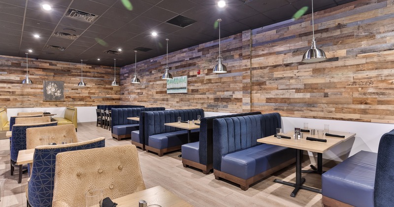 Cozy interior dining area with set tables