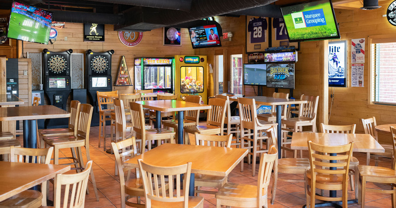 Interior, tables ready for guests