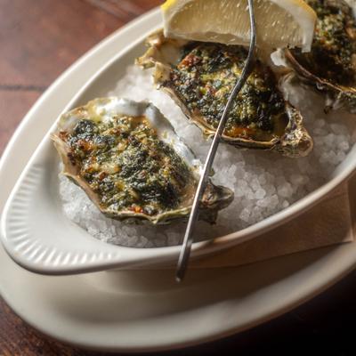 Spinach and cheese oysters.