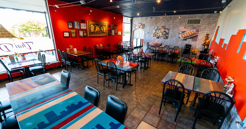 Interior, tables and chairs ready for guests