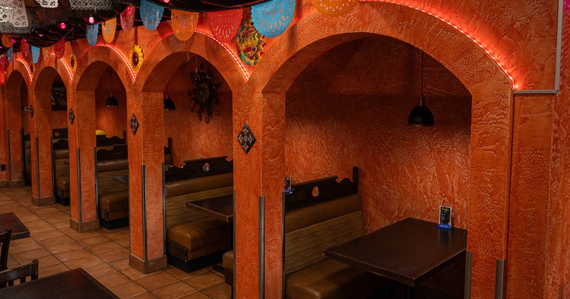 Interior, seating space, booths