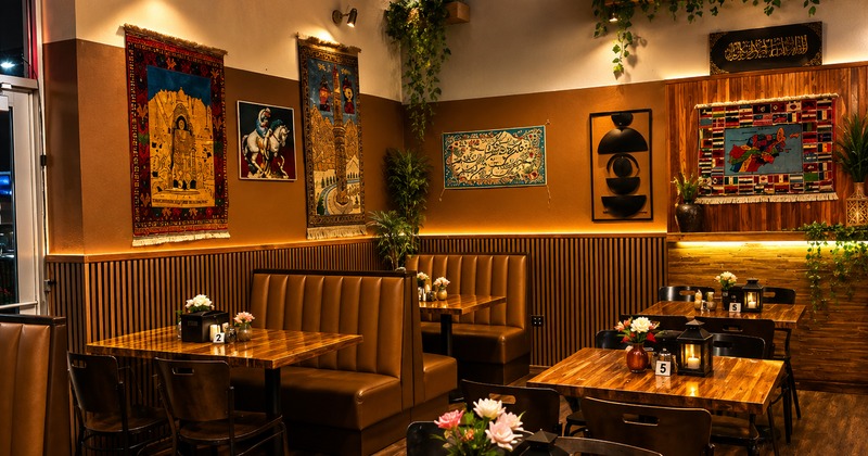 Interior, booths with table
