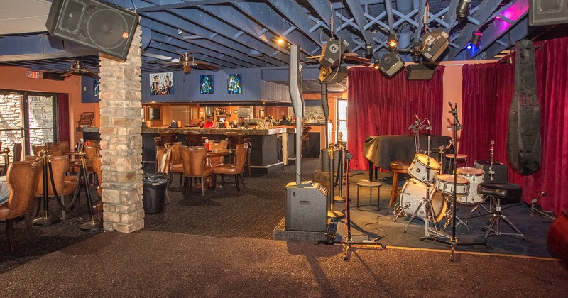 Interior, seating area and bar area near the music stage