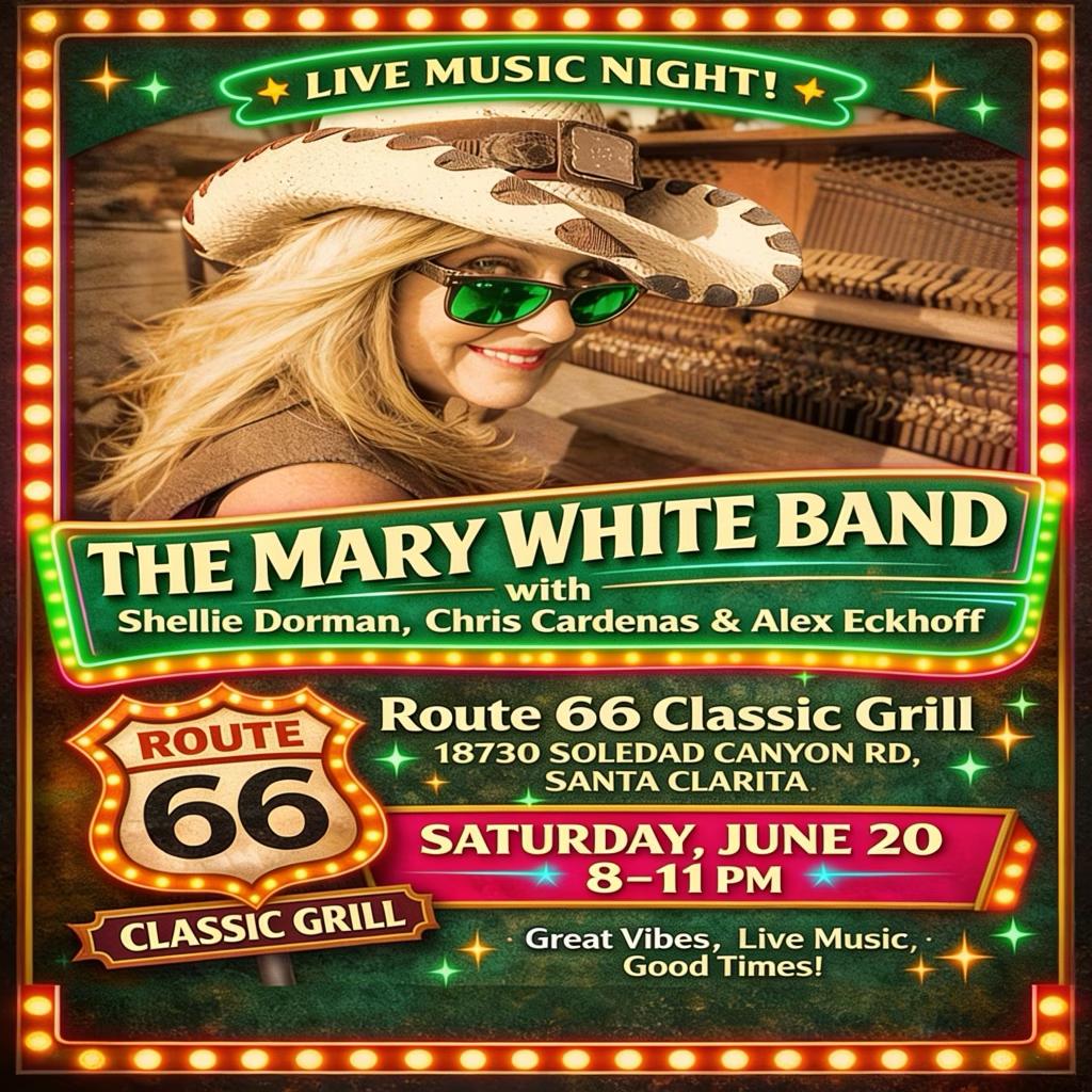 The Mary White Band is playing tonight June 20th at Route 66 Classic Grill 8pm