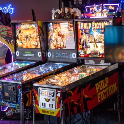 Pinball machines.