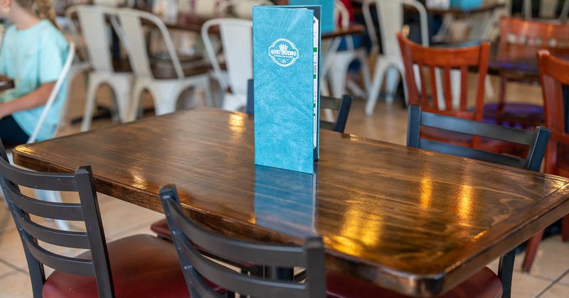 Interior, table and chairs ready for guests