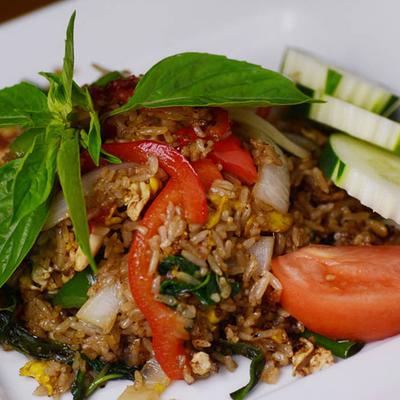 Flavorful basil fried rice.