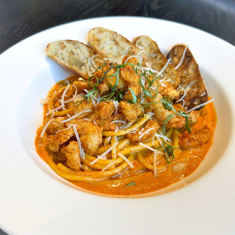 Fried Shrimp & Bucatini Pasta photo