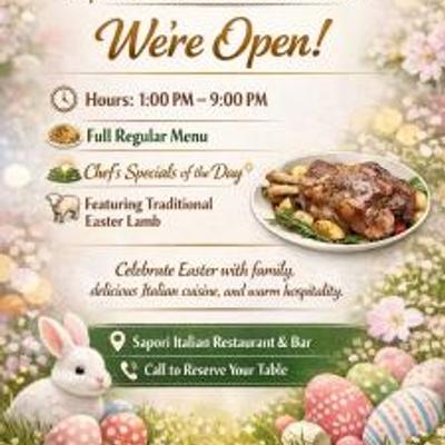 Easter Sunday Flyer with Hours.