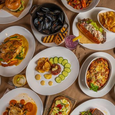 Served food on the table.