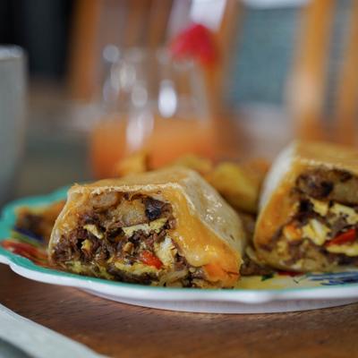 Breakfast Burrito, close-up.