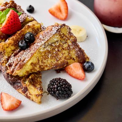 House French toast, closeup.