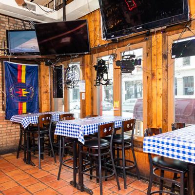 Interior, tables ready for guests