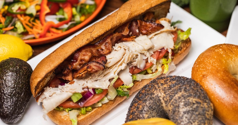 Chicken bacon ranch hero sandwich, served