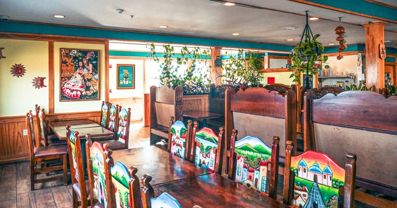 Diner area, tables and chairs