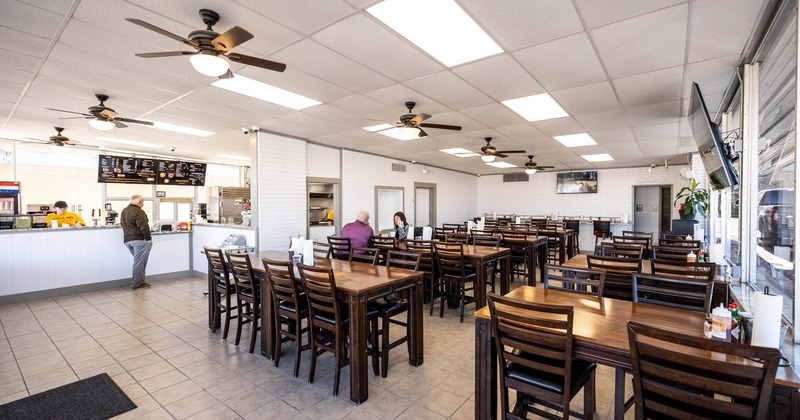 Interior, wide view of dining area