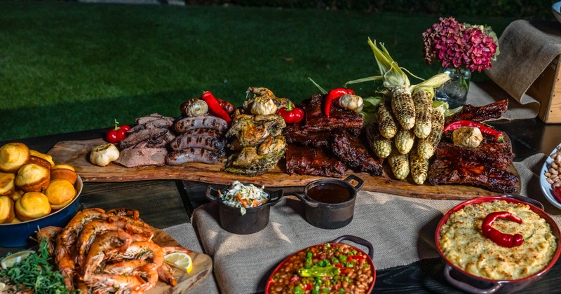 Various of food served on the table