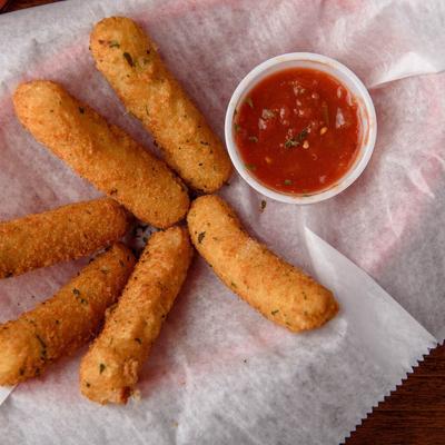 Mozzarella sticks and marinara sauce.