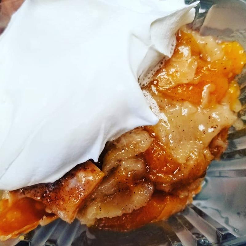 Catering Homemade Peach Cobbler with Whipped Cream photo
