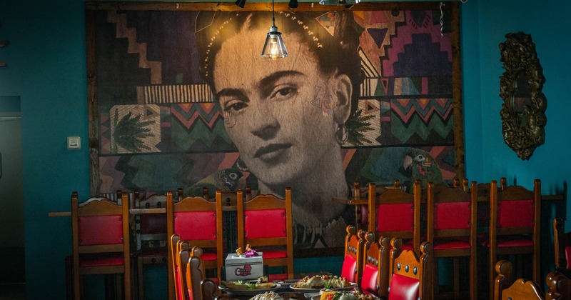 Interior, main dining area with mix of food on the table