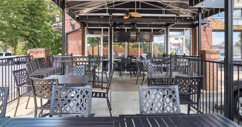 Patio area, tables and chairs