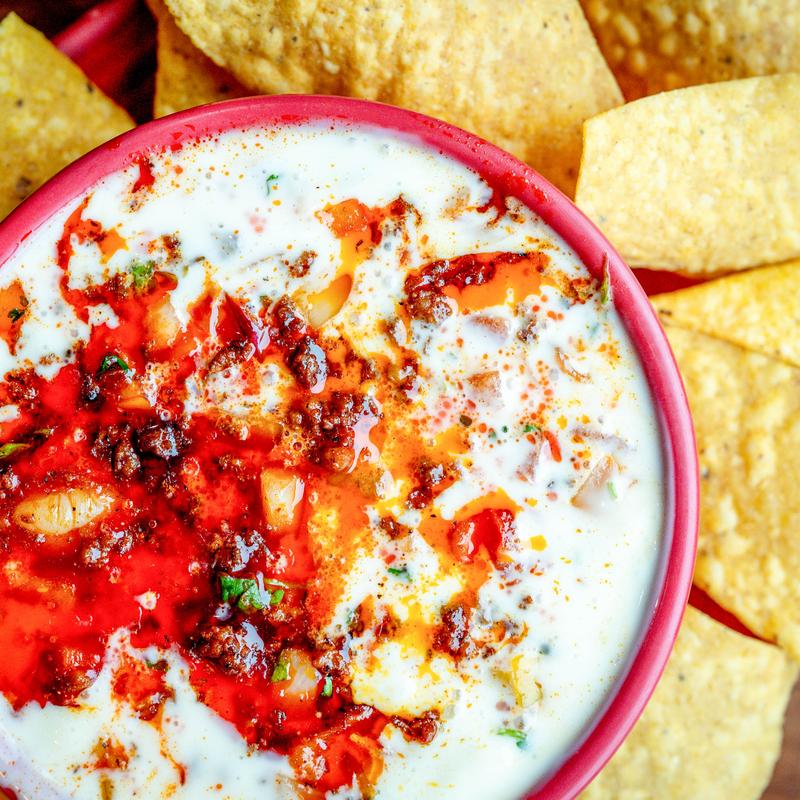 menu item 6 of 12, Queso Fundido Mar y Tierra (GF)