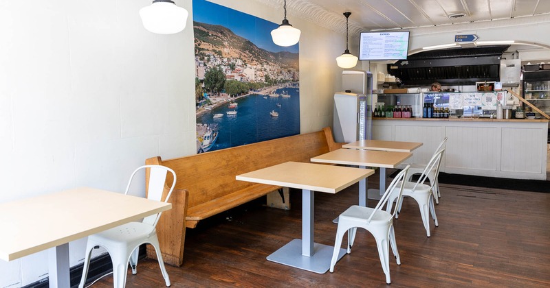 Interior, seating place with bar in the back