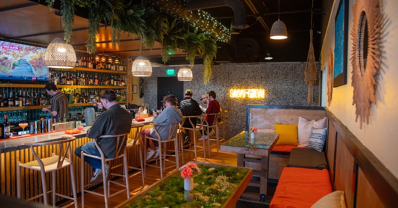 Interior space, bar and seating area