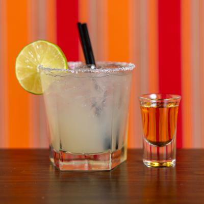 Margarita and a shot of tequila.