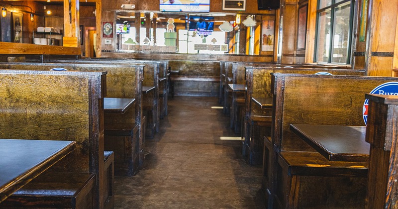 Interior, wooden booths