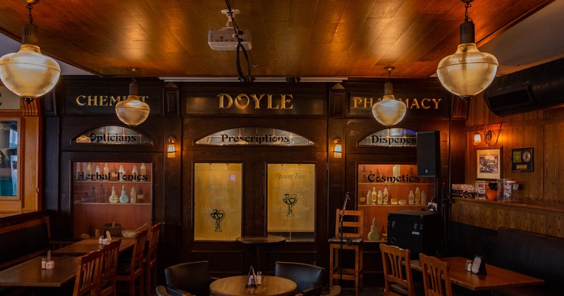 Interior, tables and seating