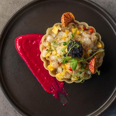 Fruit tart, top view.