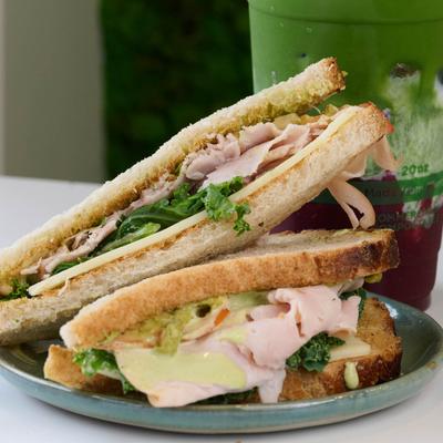 Turkey club sandwich.