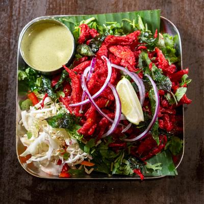 Nethili Fish Fry plate, top view.