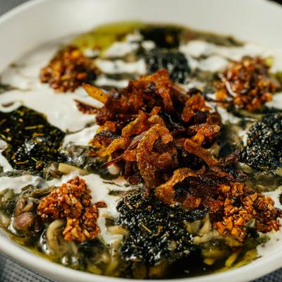 Soup with beans, whey, noodles, and veggies.