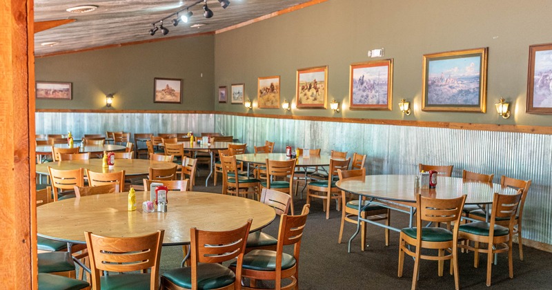 Interior dining area, round dining tables