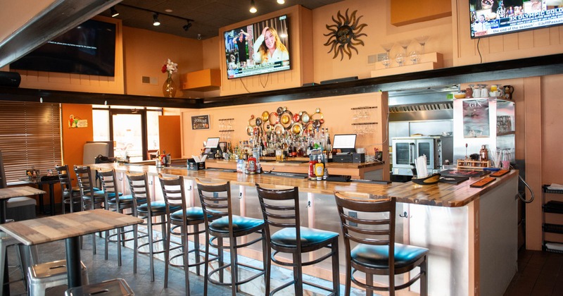 Bar area with bar stools