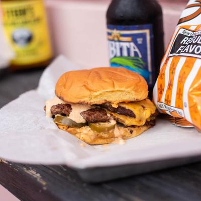 Double brisket cheeseburger.